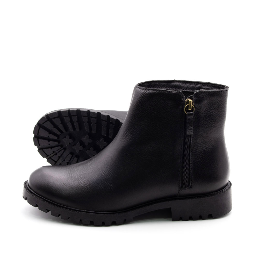 Bota Celine Cano Baixo em Couro Alfa Preta - 4872AP