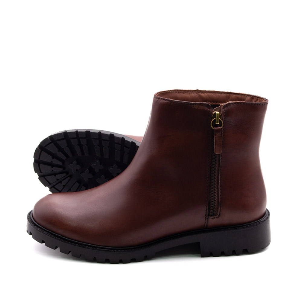 Bota Celine Cano Baixo em Couro Bravvo Mocca - 4872BM
