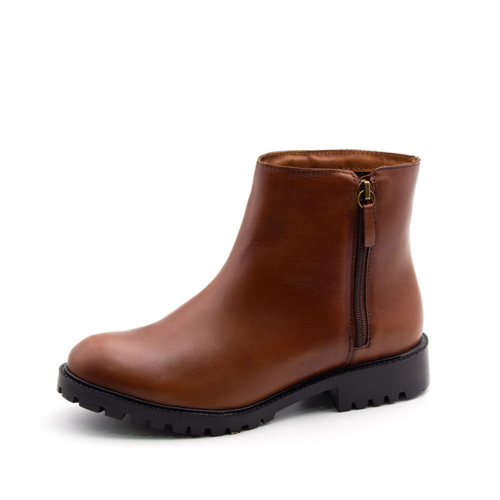 Bota Celine Cano Baixo em Couro Bravvo Tan - 4872BT