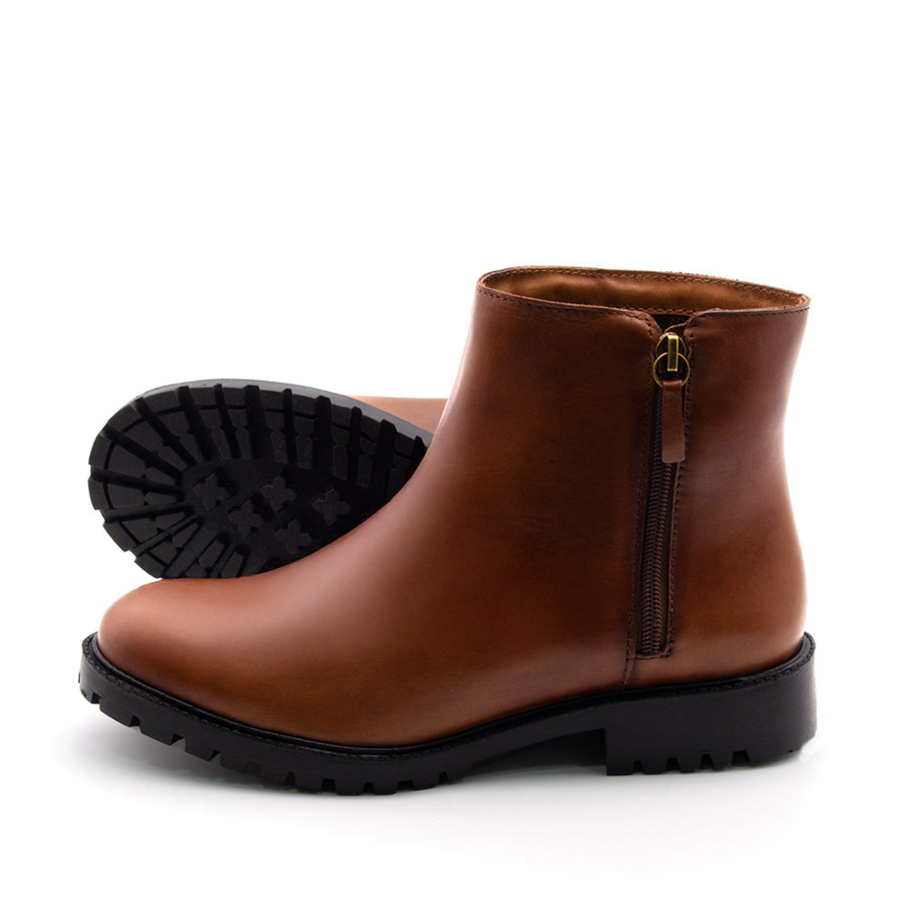 Bota Celine Cano Baixo em Couro Bravvo Tan - 4872BT