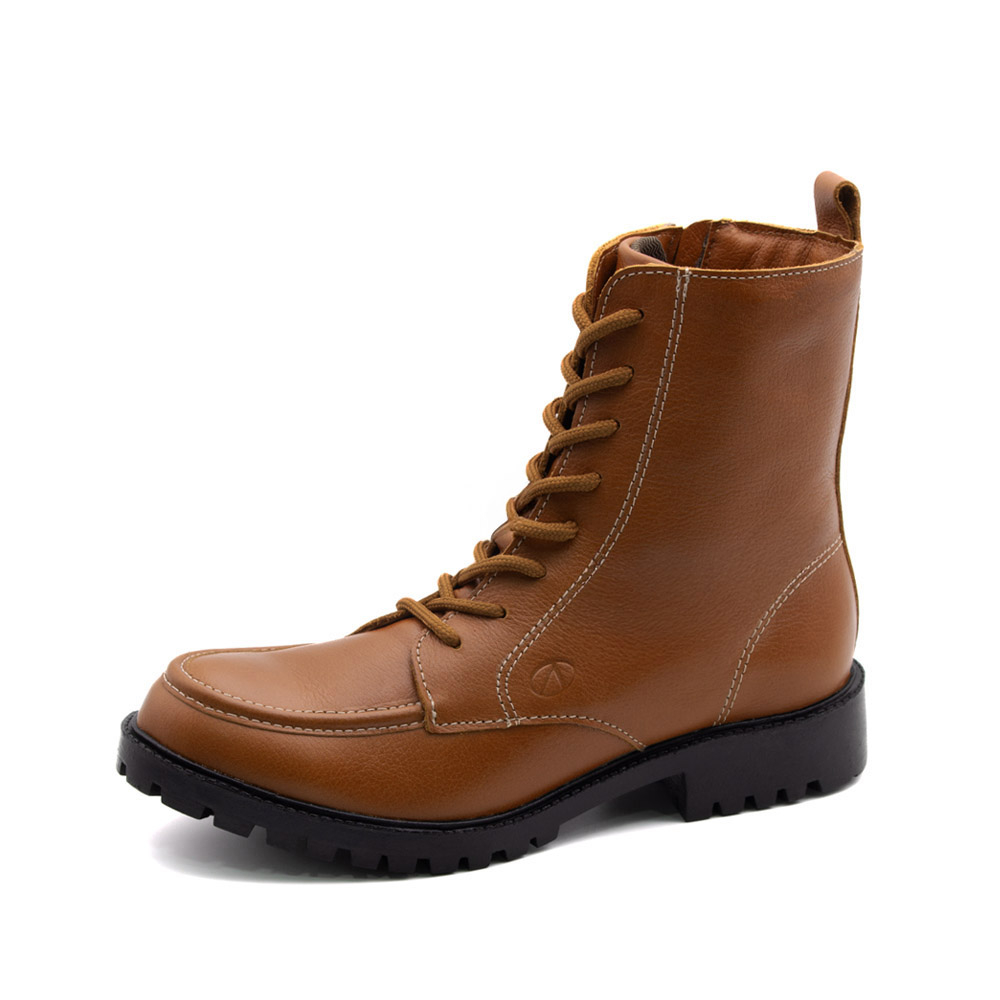 Bota Celine Cano Médio em Couro Alfa Camel - 4871AC