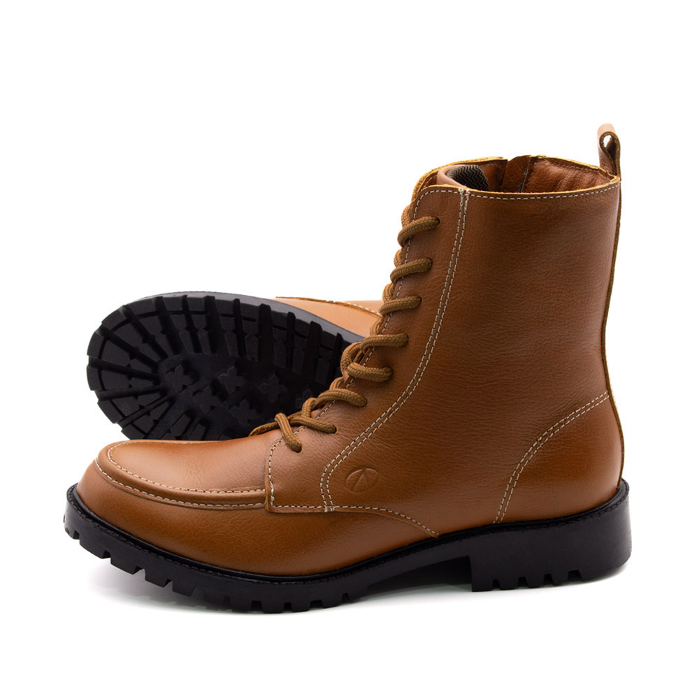 Bota Celine Cano Médio em Couro Alfa Camel - 4871AC