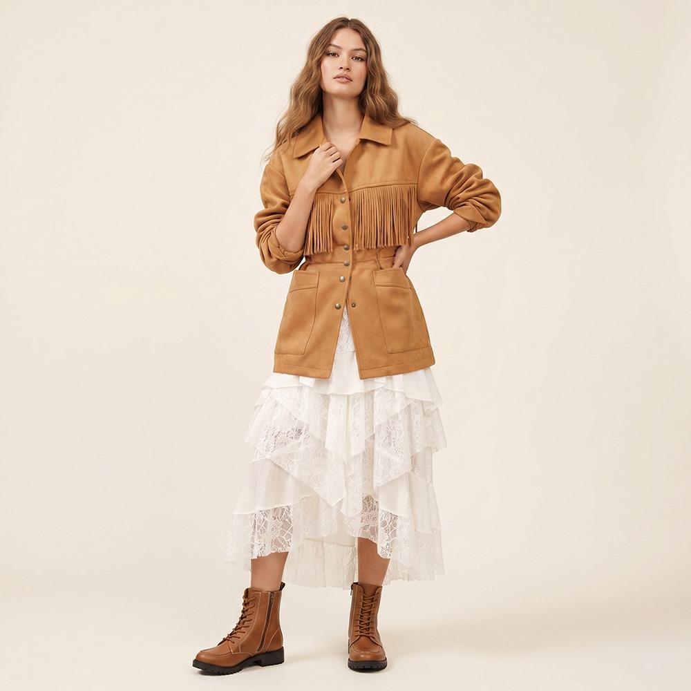 Bota Celine Cano Médio em Couro Alfa Camel - 4871AC