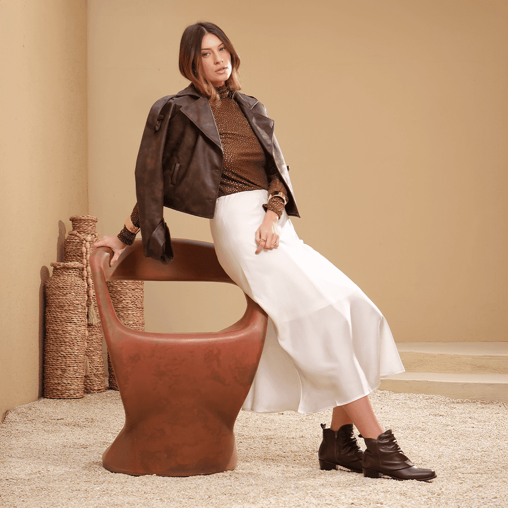 Bota Duna Cano Baixo em Couro Alfa Café - 4634AC