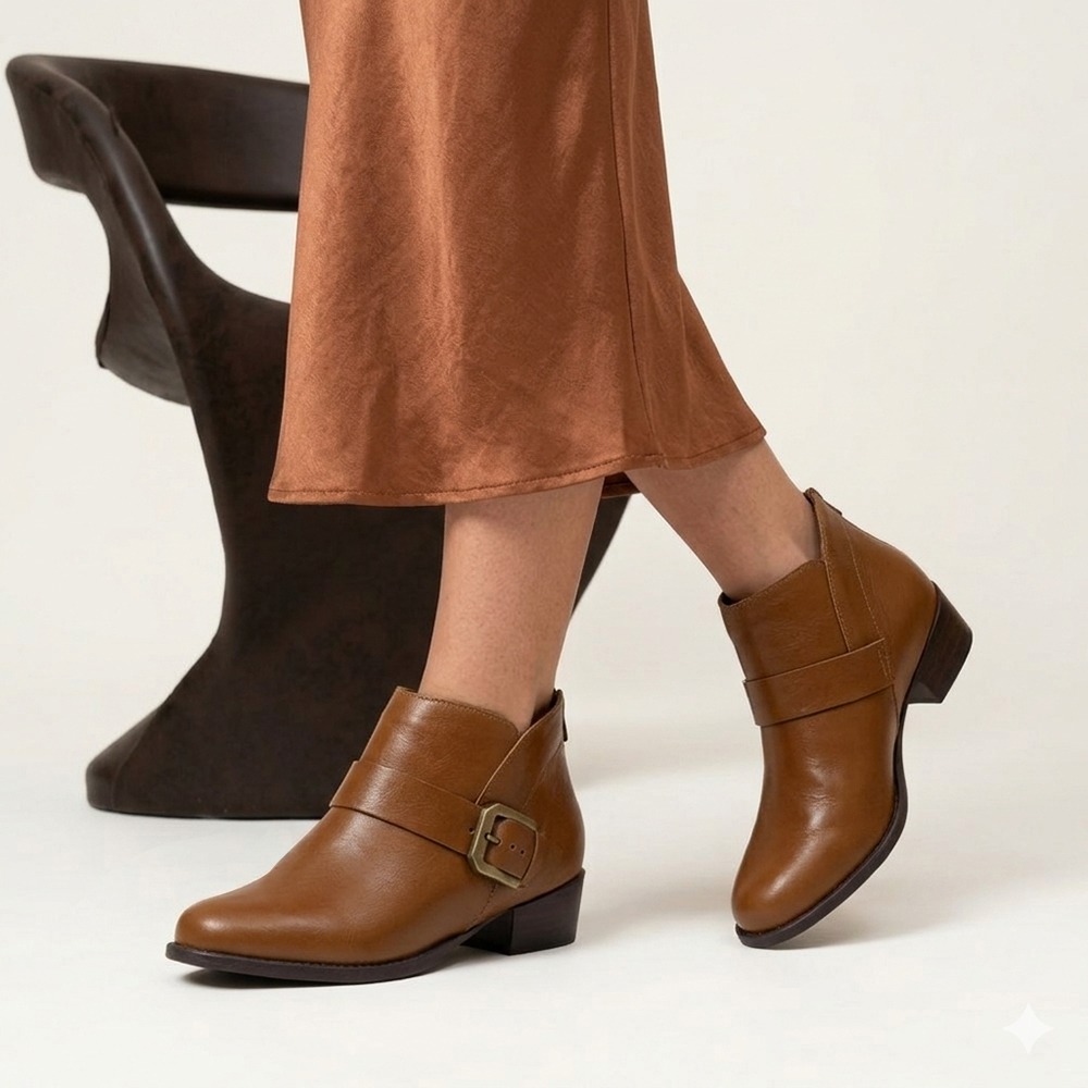 Bota Duna Cano Baixo em Couro Alfa Caramelo - 4636AC Bota Duna Cano Baixo em Couro Alfa Caramelo - 4636AC