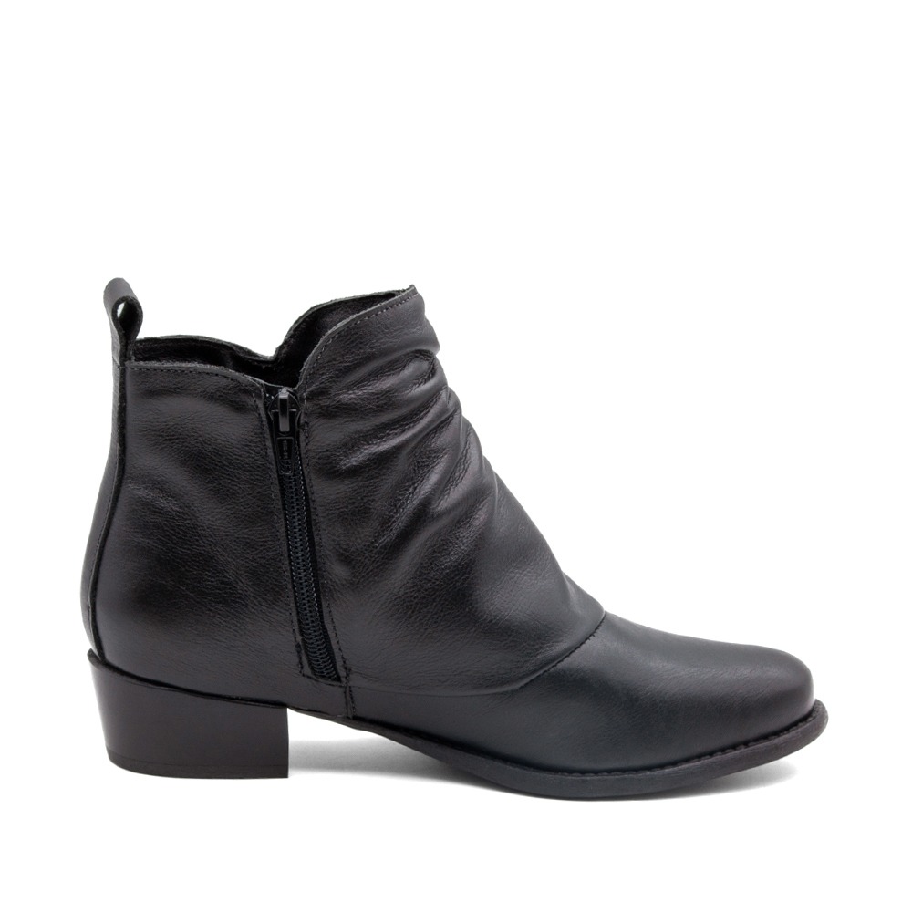 Bota Duna Cano Baixo em Couro Alfa Preto - 4634AP