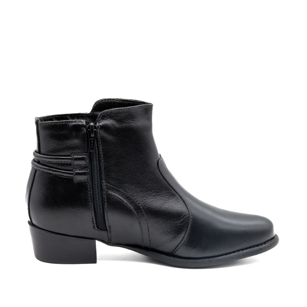 Bota Duna Cano Baixo em Couro Alfa Preto - 4638AP