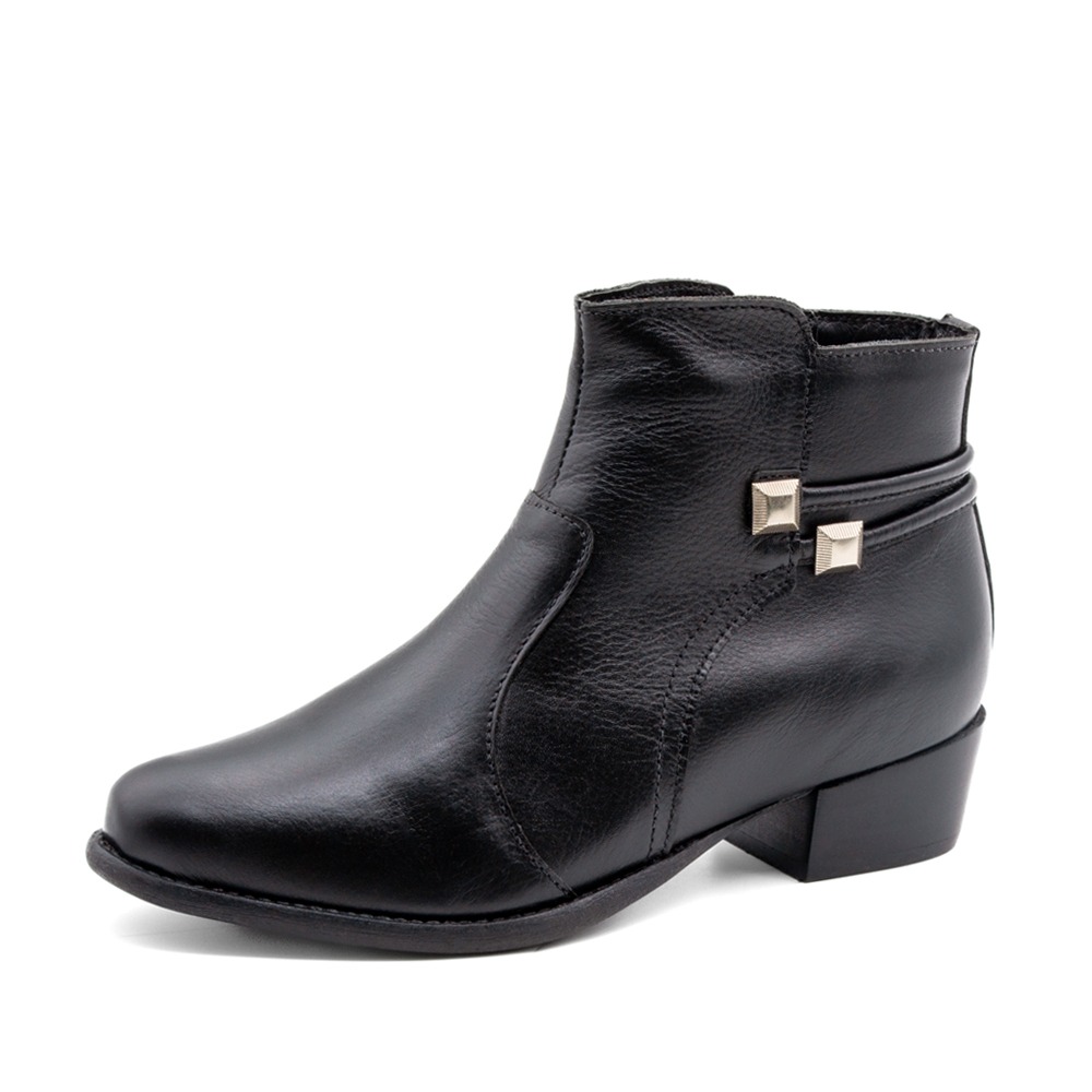 Bota Duna Cano Baixo em Couro Alfa Preto - 4638AP Bota Duna Cano Baixo em Couro Alfa Preto - 4638AP