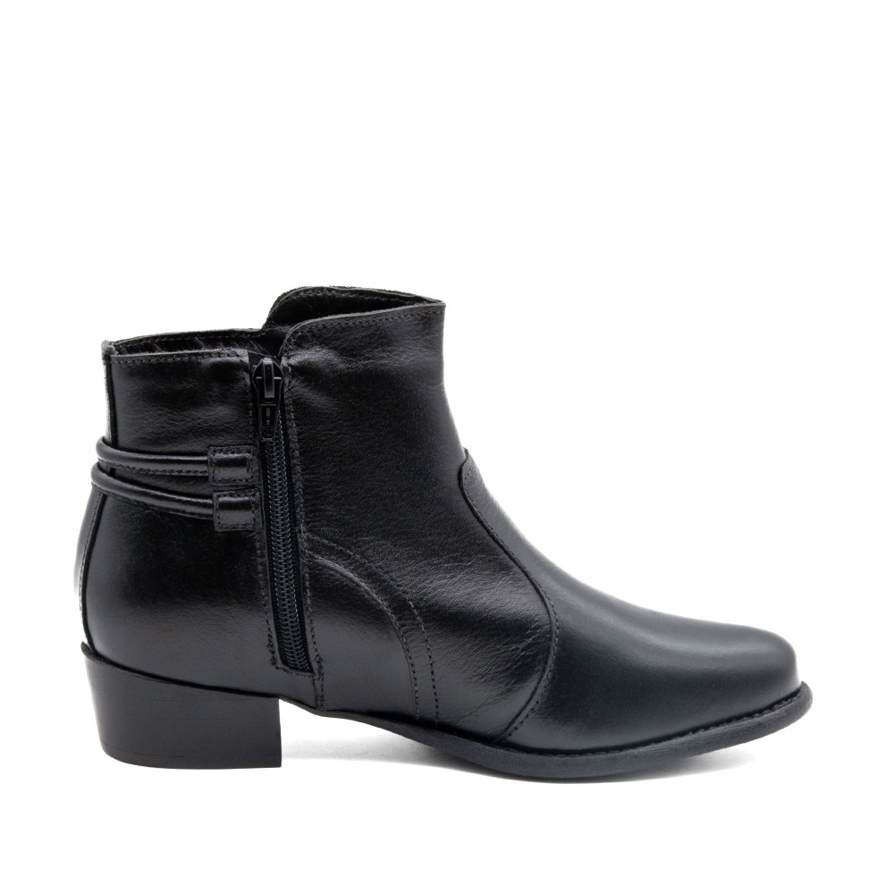 Bota Duna Cano Baixo em Couro Alfa Preto - 4638AP Bota Duna Cano Baixo em Couro Alfa Preto - 4638AP