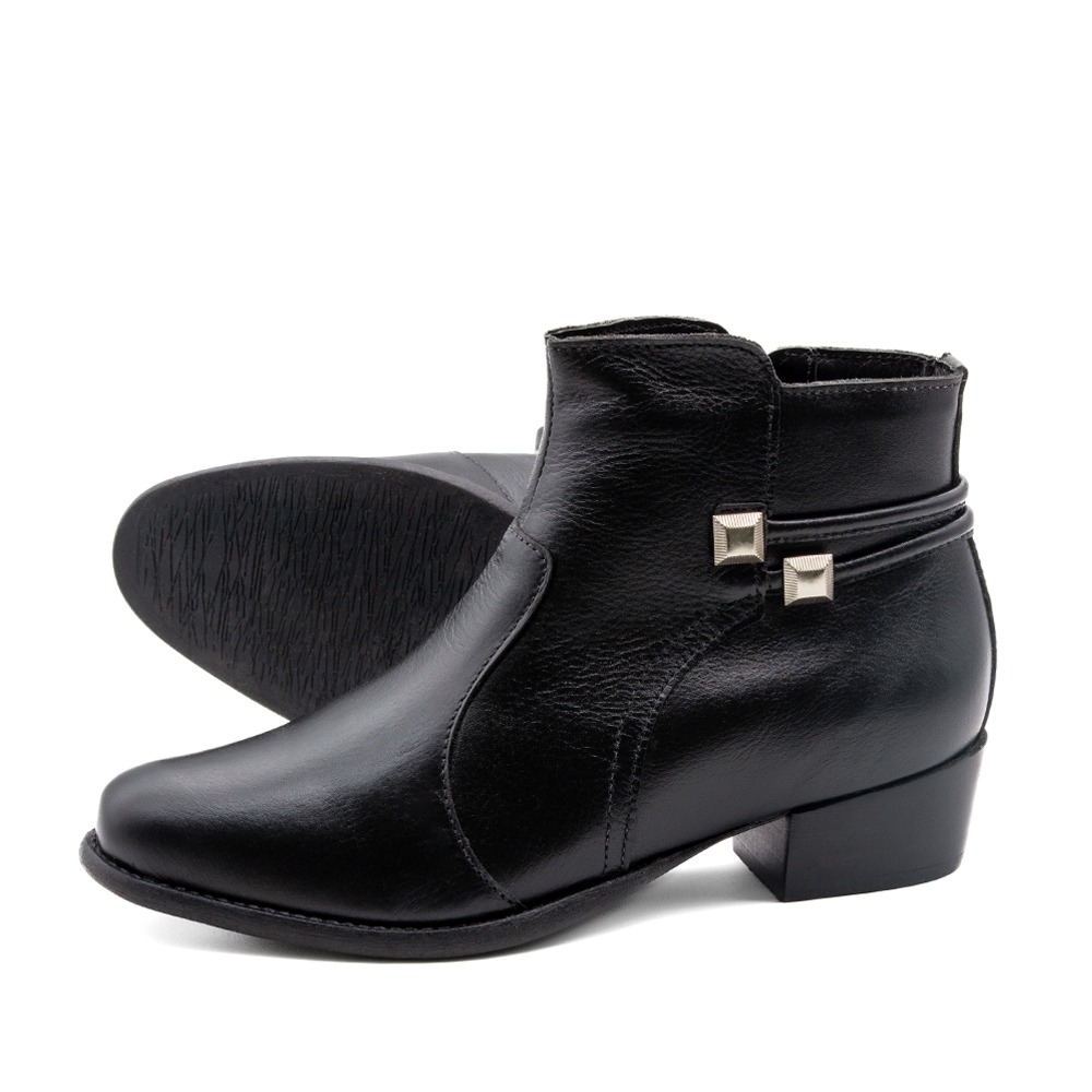 Bota Duna Cano Baixo em Couro Alfa Preto - 4638AP Bota Duna Cano Baixo em Couro Alfa Preto - 4638AP