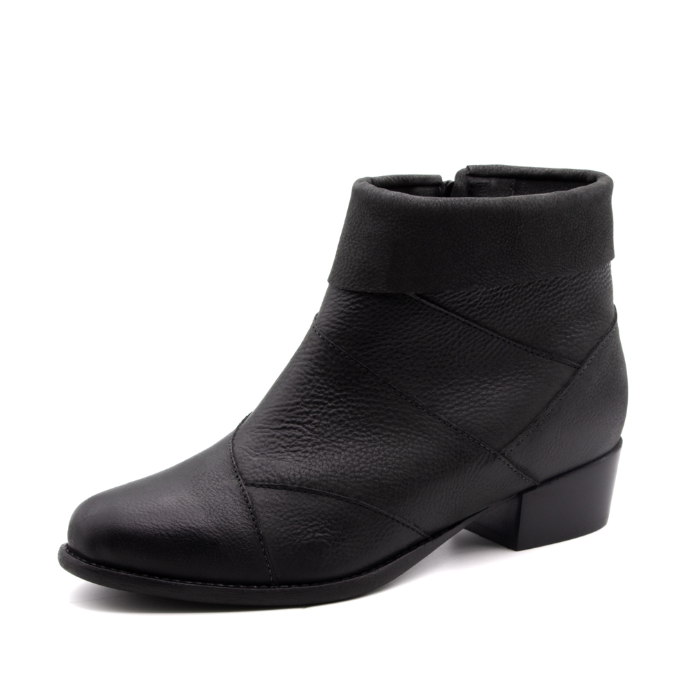 Bota Duna Cano Baixo em Couro Senna Preto - 4637SP