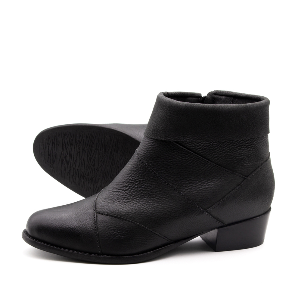 Bota Duna Cano Baixo em Couro Senna Preto - 4637SP