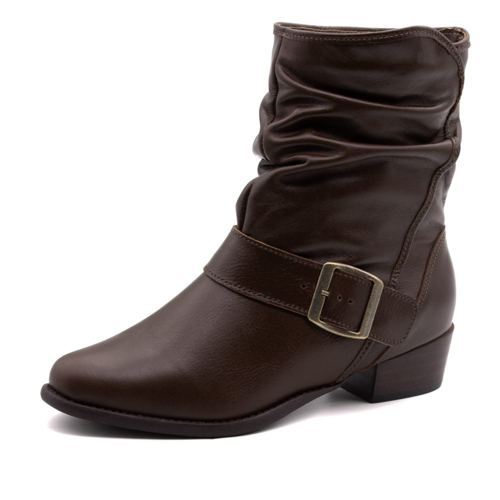 Bota Duna Cano Médio em Couro Alfa Café - 4635AC Bota Duna Cano Médio em Couro Alfa Café - 4635AC