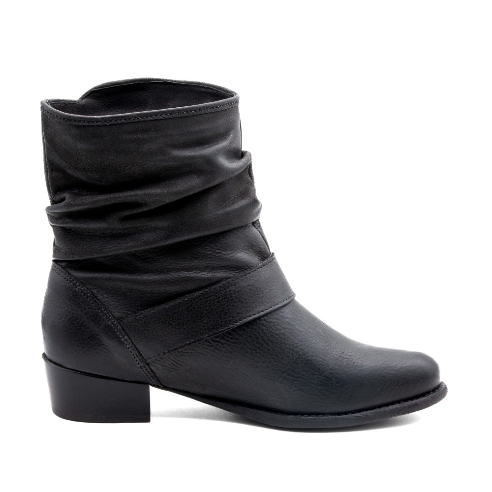 Bota Duna Cano Médio em Couro Senna Preto - 4635SP Bota Duna Cano Médio em Couro Senna Preto - 4635SP