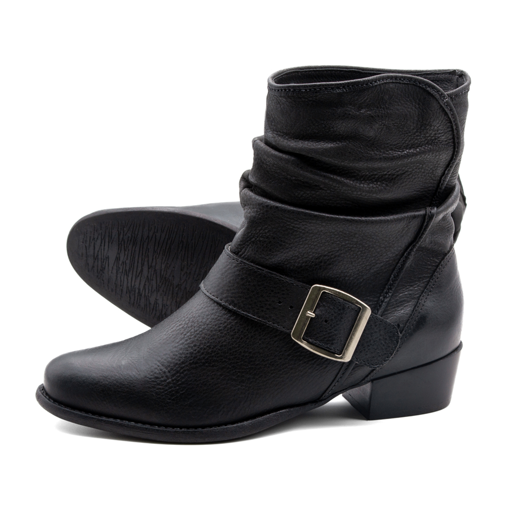 Bota Duna Cano Médio em Couro Senna Preto - 4635SP