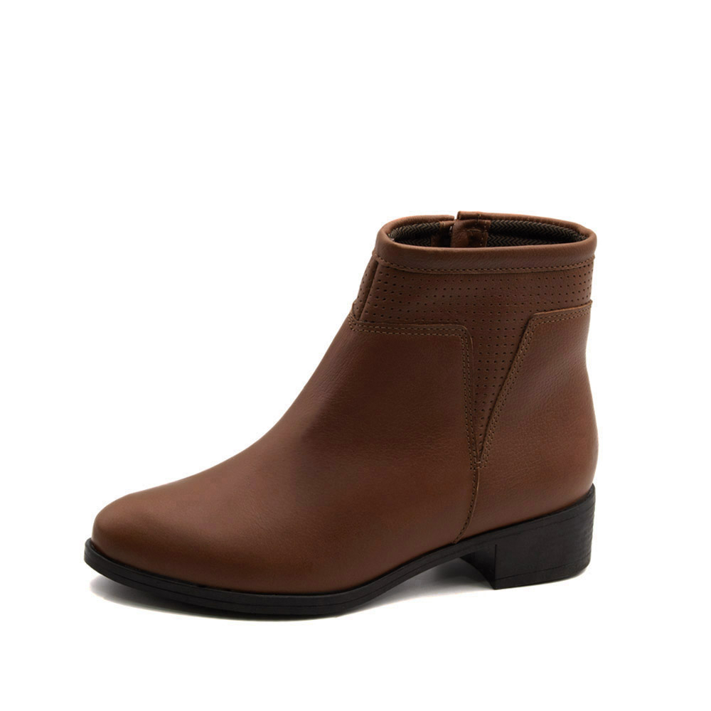 Bota Essenza Cano Baixo em Couro Alfa Conhaque - 4335AC