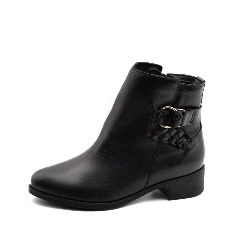 Bota Essenza Cano Baixo em Couro Alfa Preta - 4332AP