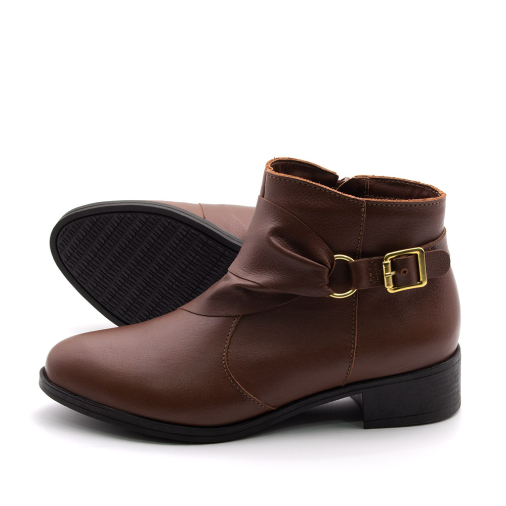 Bota Essenza Cano Baixo em Couro Alfa Sépia - 4333AS