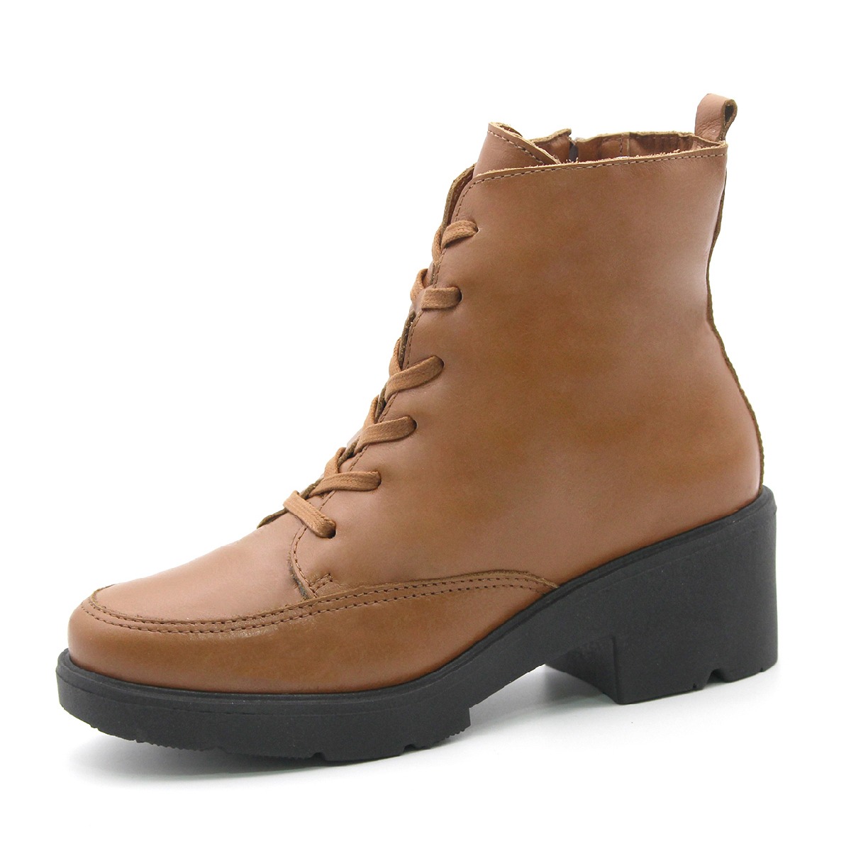 Bota Leeds com Salto em Couro Alfa Caramelo - 4863AC