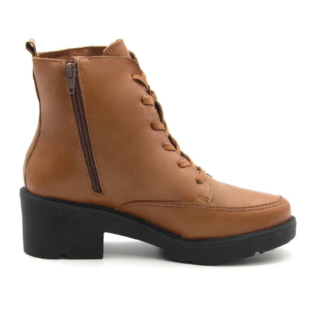 Bota Leeds com Salto em Couro Alfa Caramelo - 4863AC
