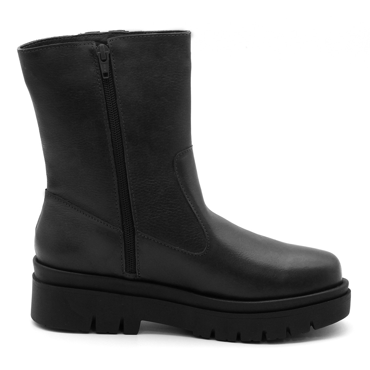 Bota Viena com Salto em Couro Alfa Preto - 4460AP