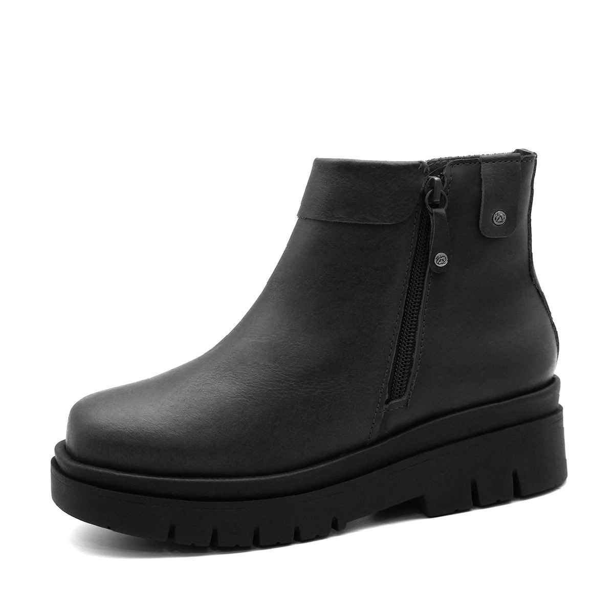 Bota Viena com Salto em Couro Alfa Preto - 4461AP