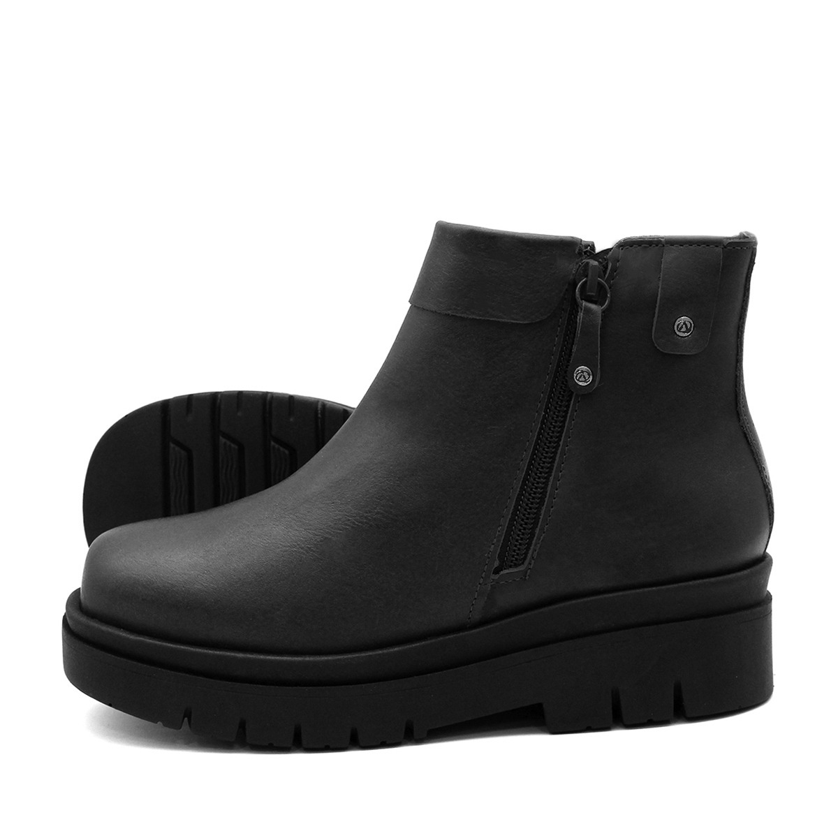 Bota Viena com Salto em Couro Alfa Preto - 4461AP