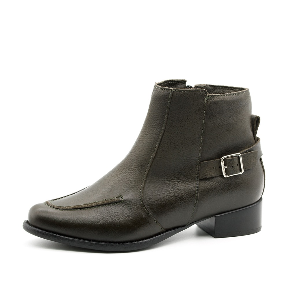 Bota West Salto Baixo em Couro Senna Army - 4632SA