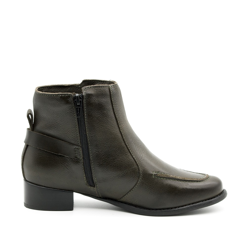 Bota West Salto Baixo em Couro Senna Army - 4632SA