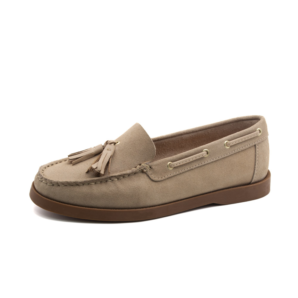 Mocassim Feminino Caribe em Couro Camurça Areia - 3959CA