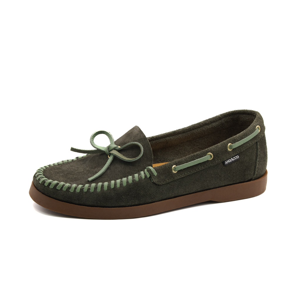Mocassim Feminino Caribe em Couro Camurça Musgo - 3951CM Mocassim Feminino Caribe em Couro Camurça Musgo - 3951CM