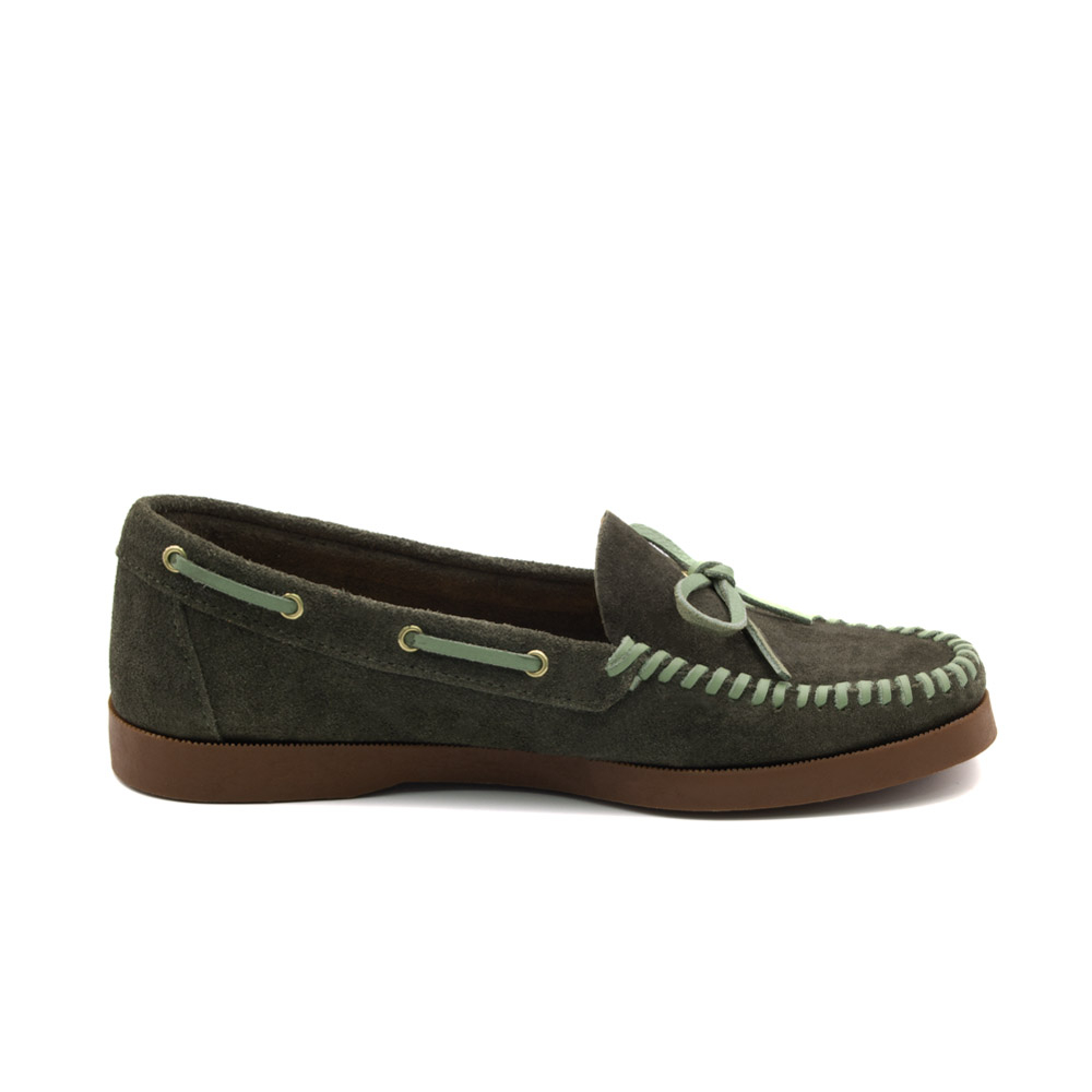 Mocassim Feminino Caribe em Couro Camurça Musgo - 3951CM Mocassim Feminino Caribe em Couro Camurça Musgo - 3951CM