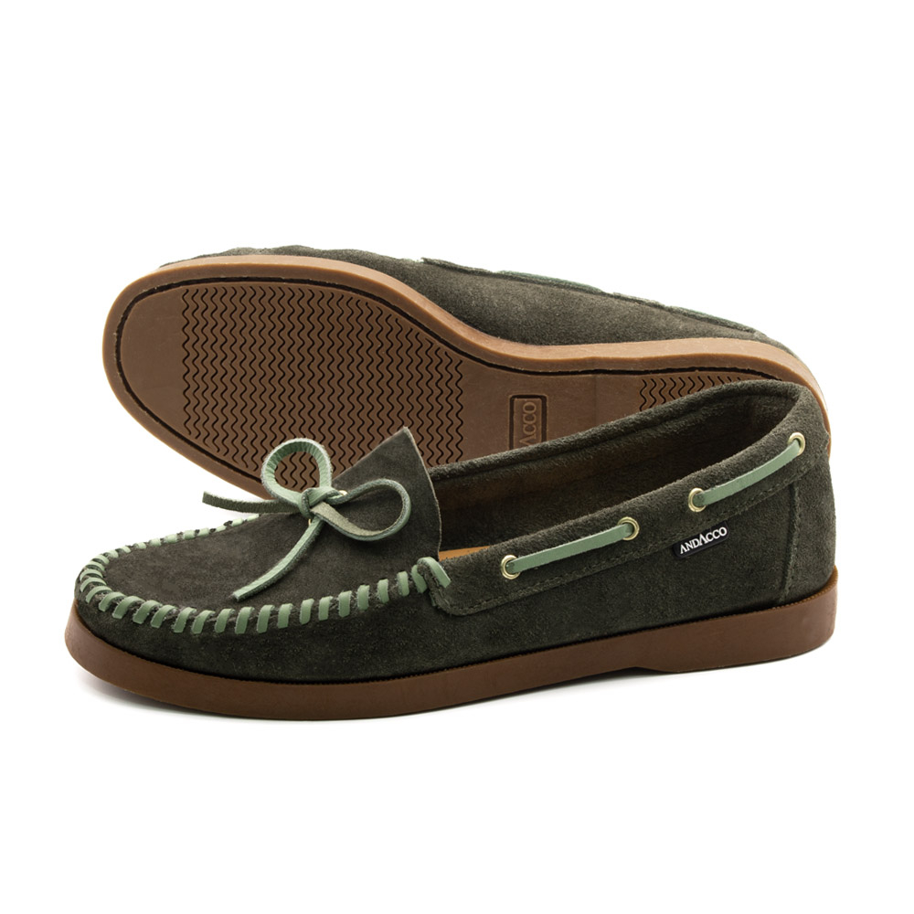 Mocassim Feminino Caribe em Couro Camurça Musgo - 3951CM Mocassim Feminino Caribe em Couro Camurça Musgo - 3951CM