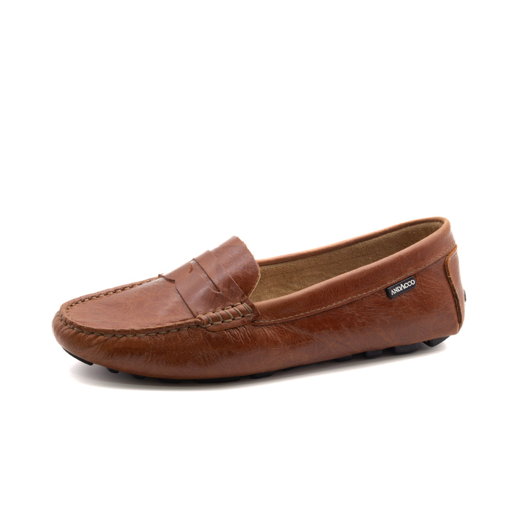 Mocassim Feminino Dot em Couro Crush Rust - 3348CRU