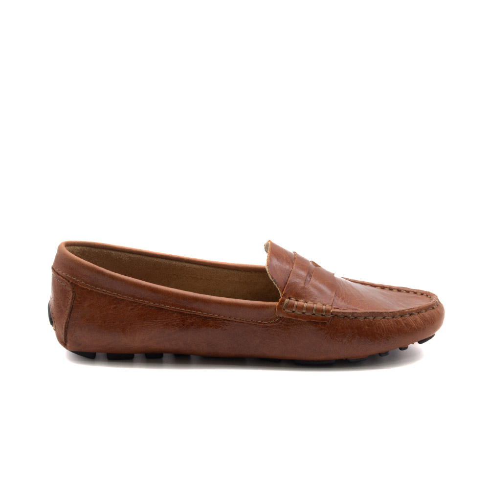 Mocassim Feminino Dot em Couro Crush Rust - 3348CRU