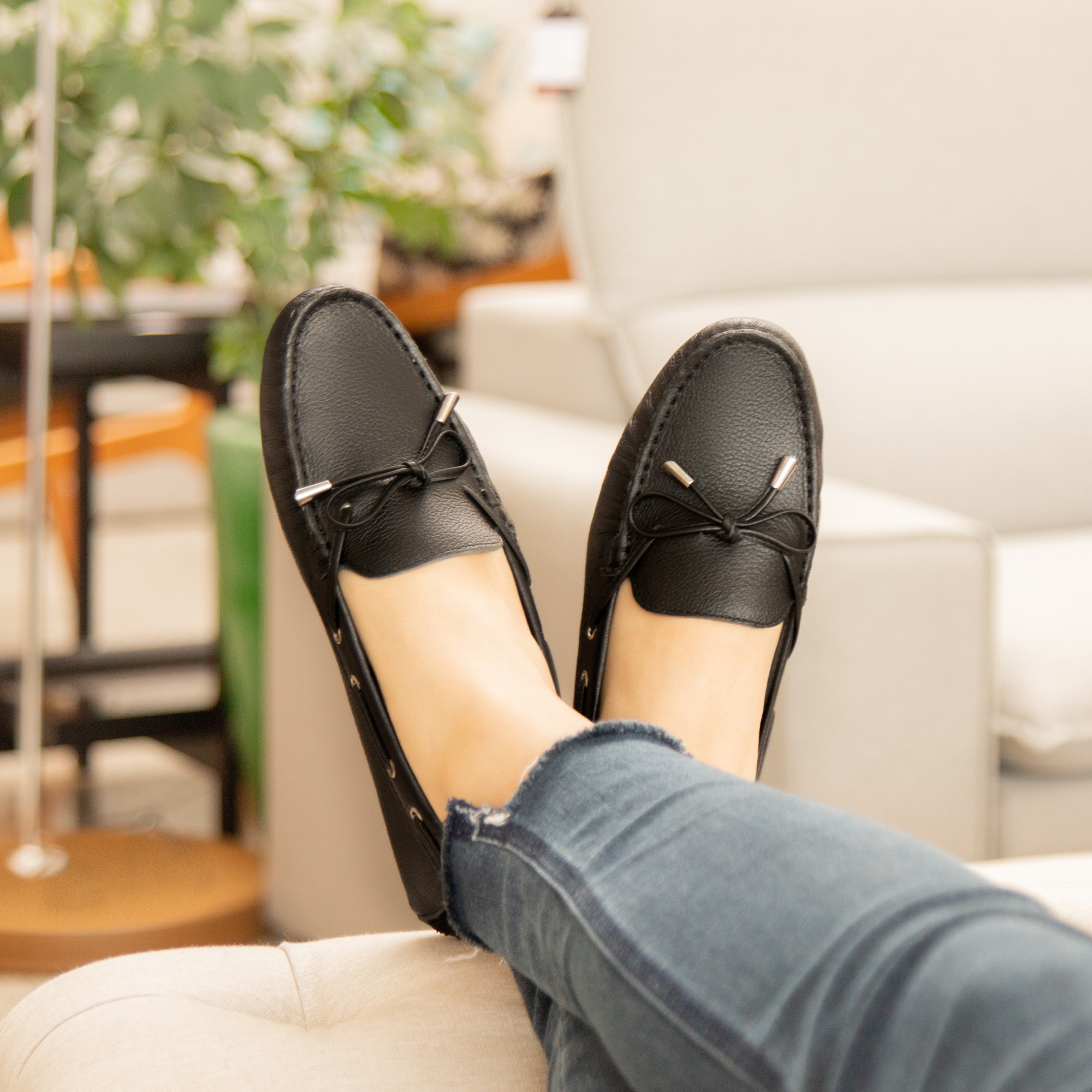 Mocassim Feminino em Couro Solare Preto - 3352SP