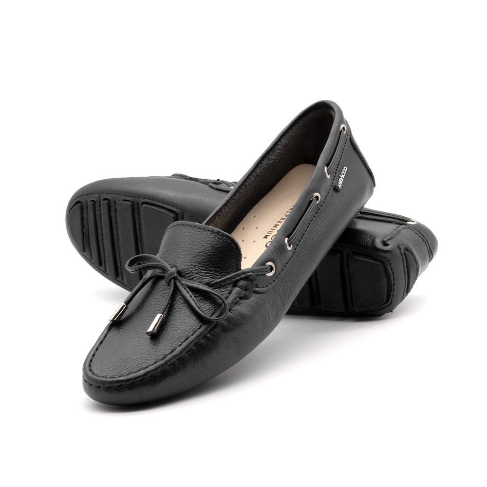 Mocassim Feminino em Couro Solare Preto - 3352SP