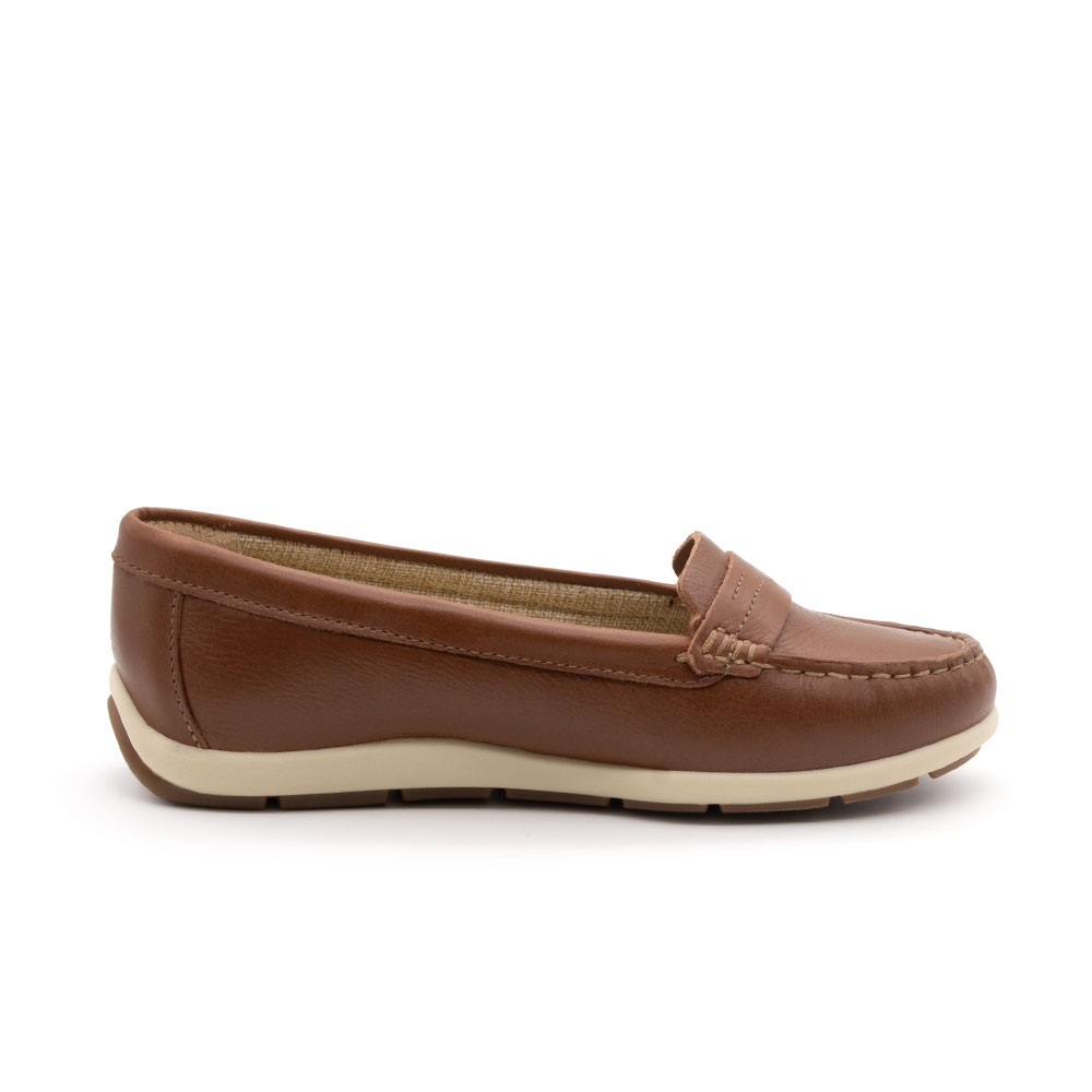 Mocassim Feminino Julia em Couro Alfa Conhaque - 47011AC Mocassim Feminino Julia em Couro Alfa Conhaque - 47011AC