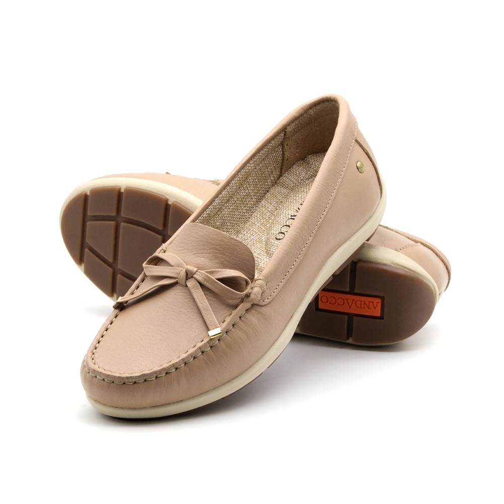 Mocassim Feminino Julia em Couro Alfa Creme - 47016AC Mocassim Feminino Julia em Couro Alfa Creme - 47016AC