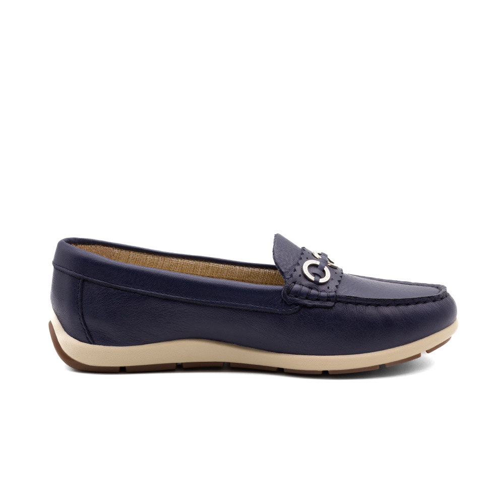 Mocassim Feminino Julia em Couro Alfa Dark Blue - 47019AD