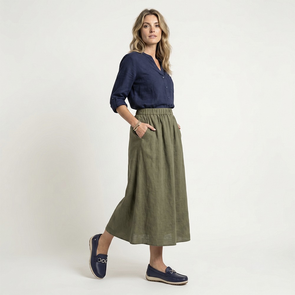Mocassim Feminino Julia em Couro Alfa Dark Blue - 47019AD