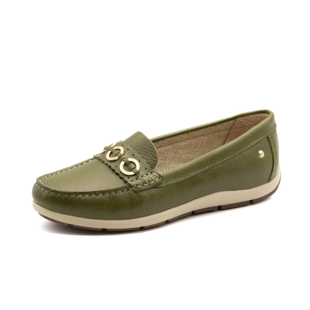 Mocassim Feminino Julia em Couro Alfa Grass - 47019AG