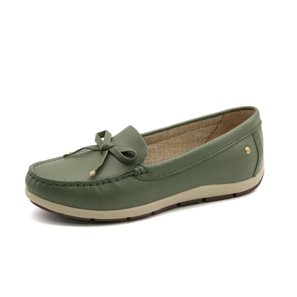 Mocassim Feminino Julia em Couro Alfa Militar - 47016AMI