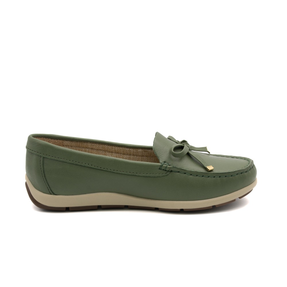 Mocassim Feminino Julia em Couro Alfa Militar - 47016AMI
