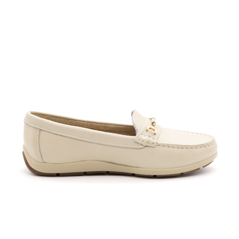 Mocassim Feminino Julia em Couro Alfa Off White - 47005AO