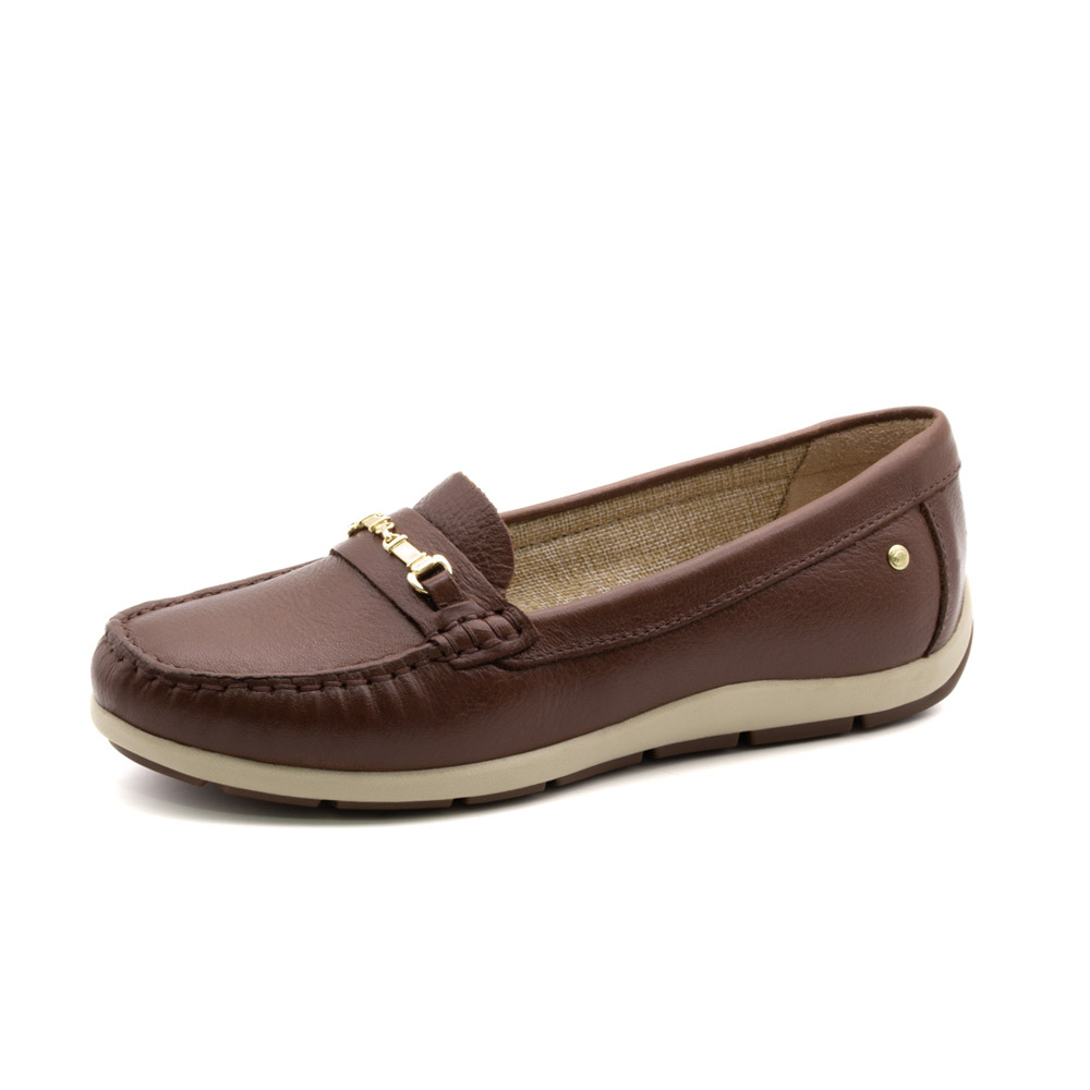 Mocassim Feminino Julia em Couro Alfa Sépia - 47018AS