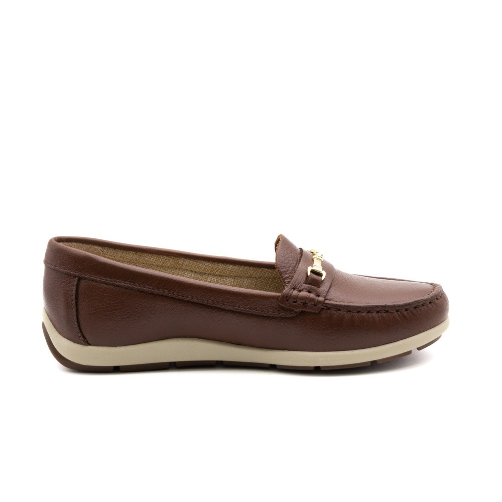 Mocassim Feminino Julia em Couro Alfa Sépia - 47018AS