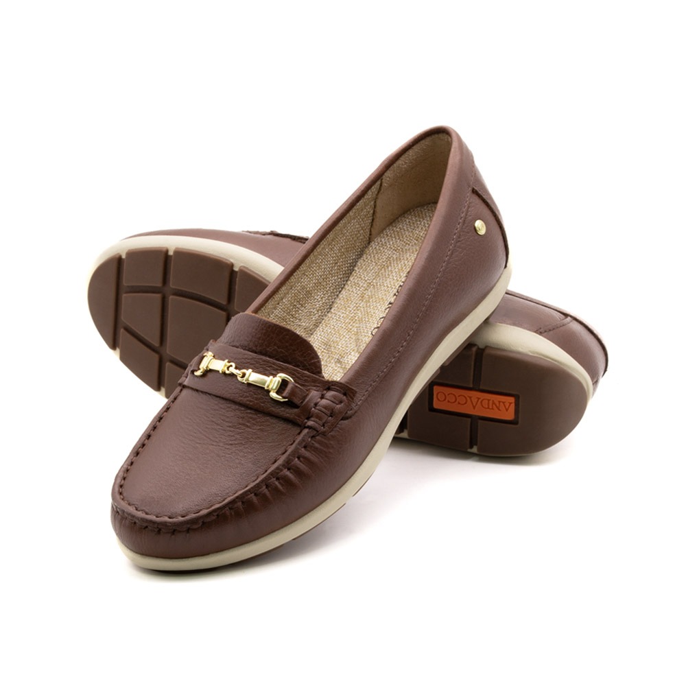 Mocassim Feminino Julia em Couro Alfa Sépia - 47018AS