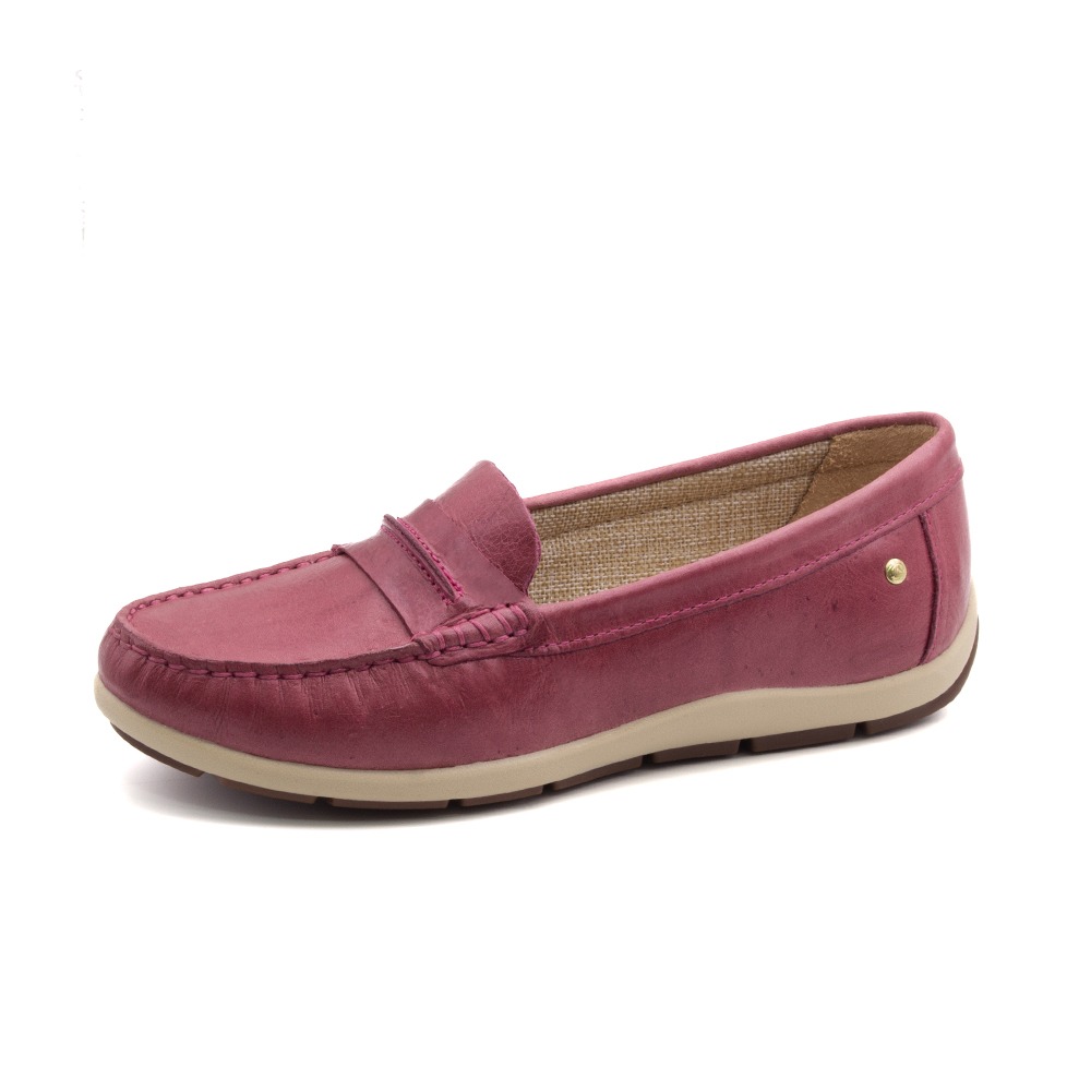 Mocassim Feminino Julia em Couro Crush Rosa - 47017CR