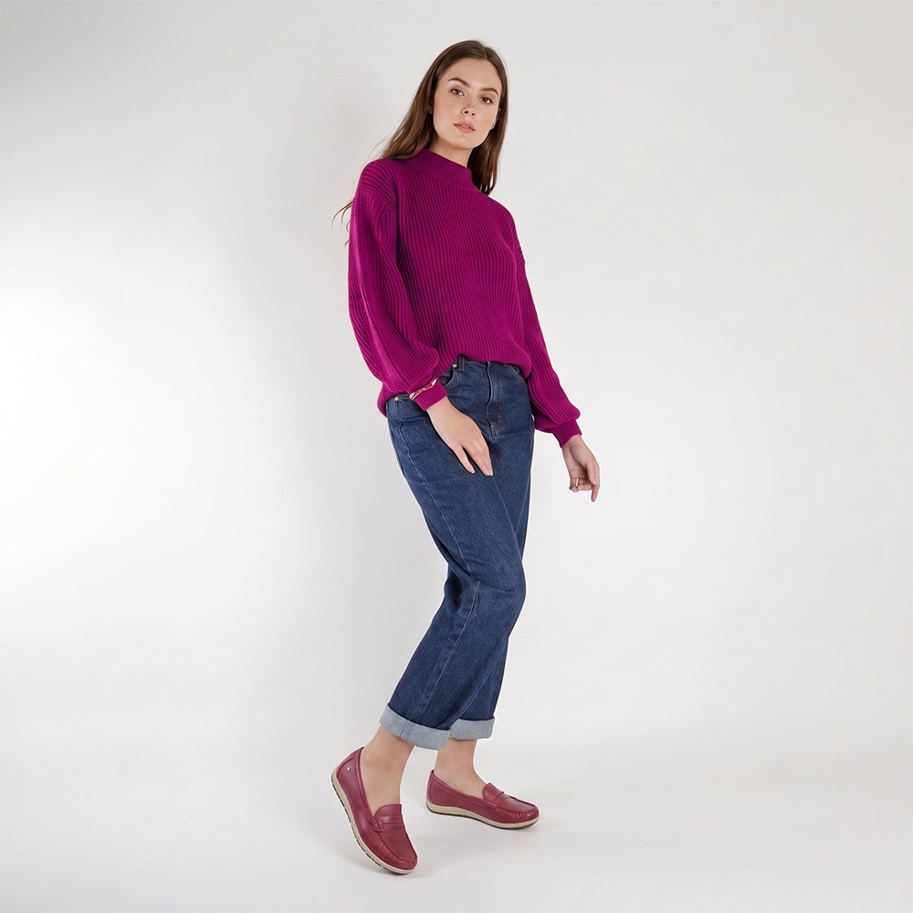 Mocassim Feminino Julia em Couro Crush Rosa - 47017CR